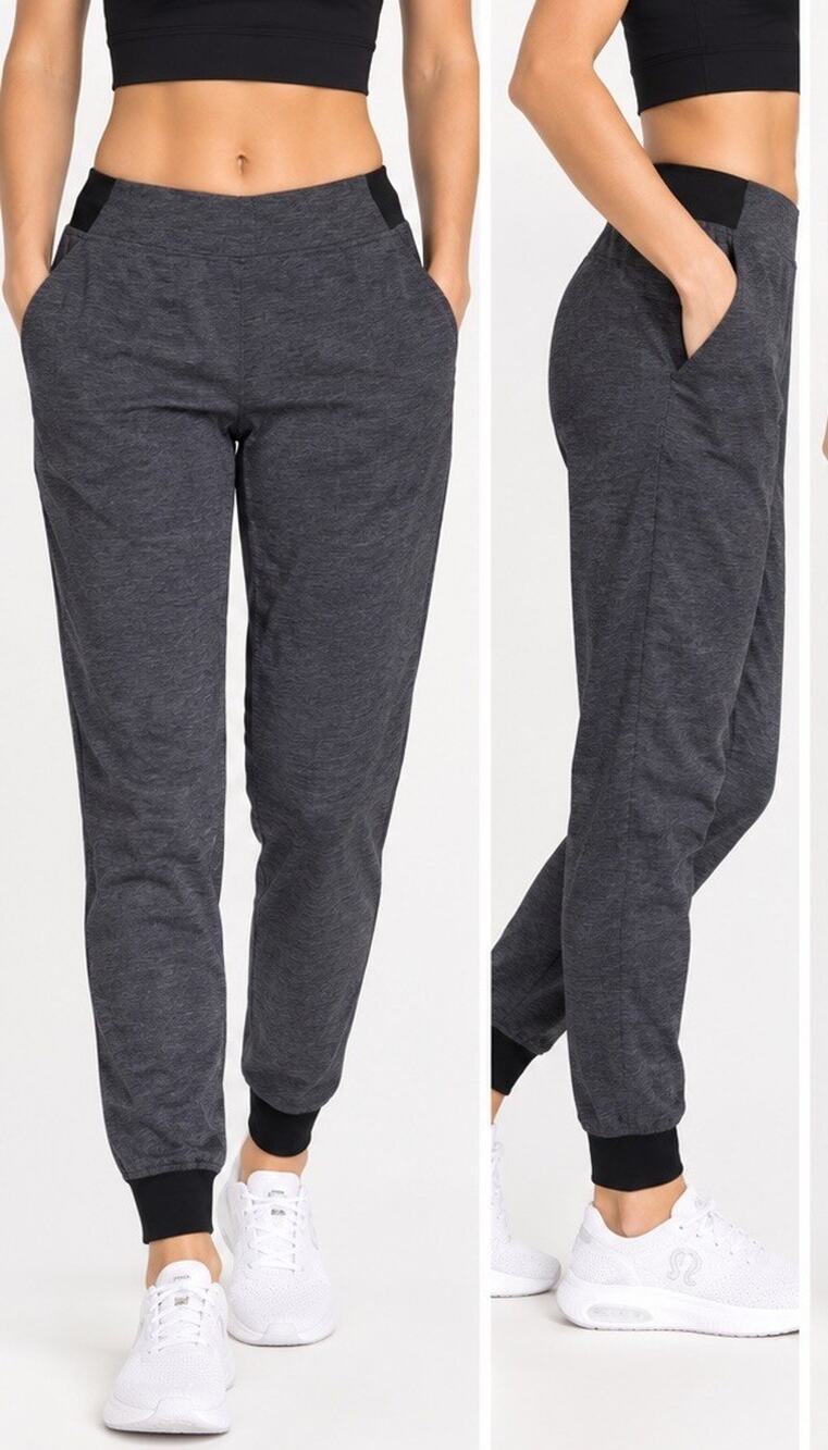 LULULEMON NEW CHARCOAL GRAY BLACK JOGGER PANTS WOMENS ATHLETIC S/M